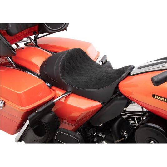 Drag Specialties 0801-1255 EZ-On Mount Low-Profile Solo Seats - Faux Suede Diamond Stitch