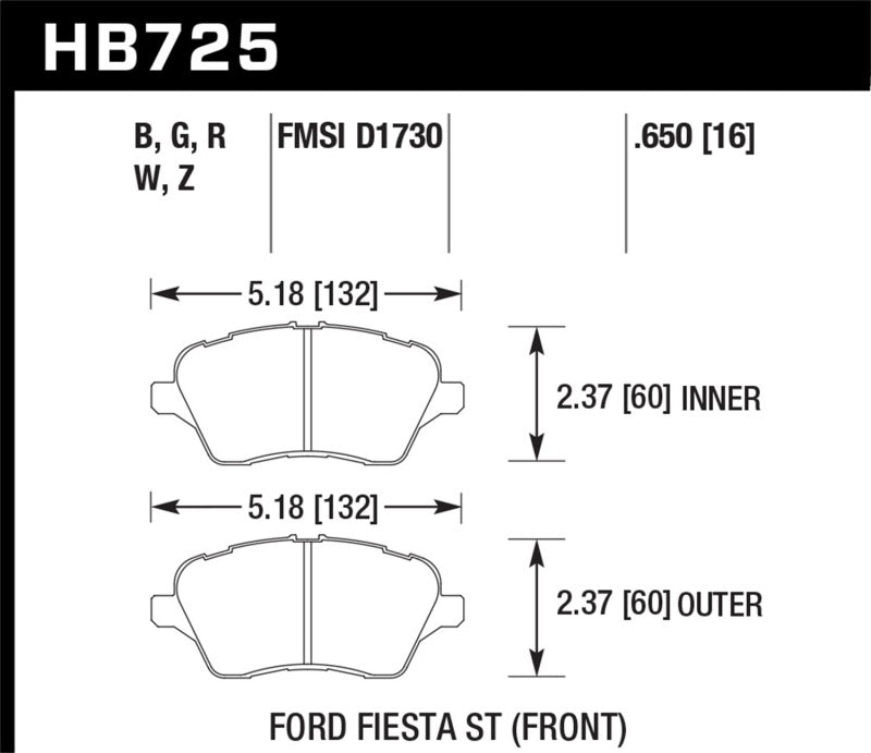Load image into Gallery viewer, Hawk Performance HB725Z.650 HAWK Ceramic Brake Pad Sets
