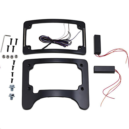 Custom Dynamics TS-ELIM-06HW-B Turn Signal Eliminator with Tri-Radius Iluminated Plate Frame - Gloss Black