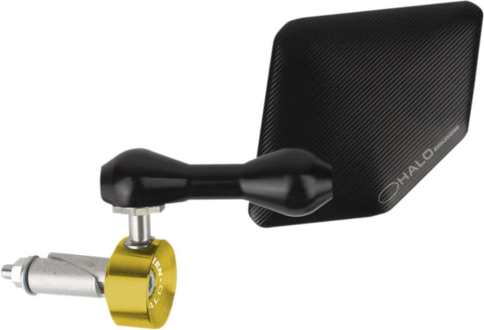 Driven Racing DHBML-GD Halo Left Side Bar End Mirror - Stainless Steel - Gold