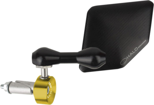 Driven Racing DHBML-GD Halo Left Side Bar End Mirror - Stainless Steel - Gold
