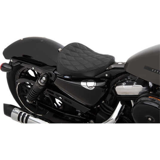 Drag Specialties 0804-0739 Bobber-Style Solo Seat - Double Diamond - Black Thread