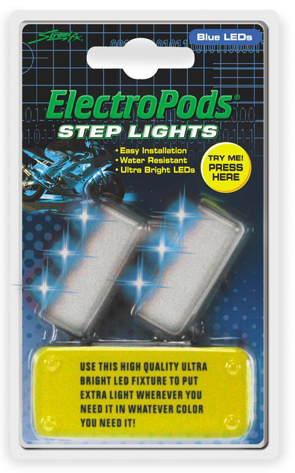 Street Fx 1043045 Electropods Step Lights - Blue/Chrome