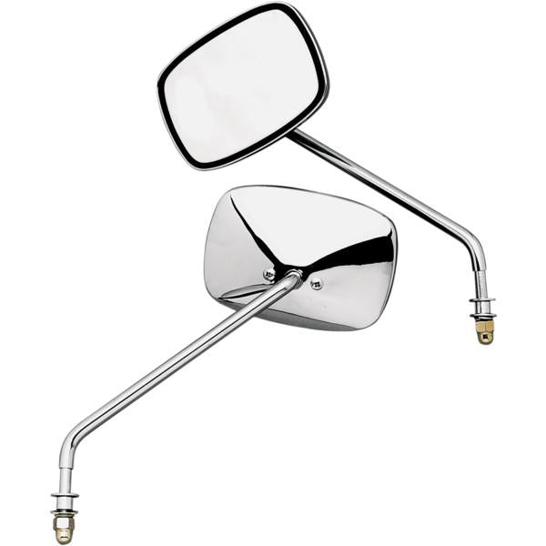 Emgo 20-21706 Universal Screw-In Mount Mirror - Short Stem - Plain Face - Pair