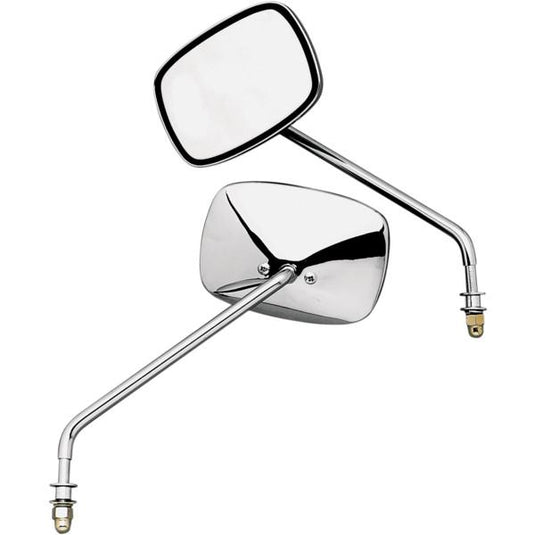 Emgo 20-21706 Universal Screw-In Mount Mirror - Short Stem - Plain Face - Pair
