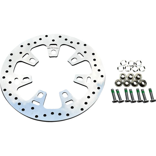 Drag Specialties 1710-4521 Polished Stainless Steel Drilled Brake Rotor