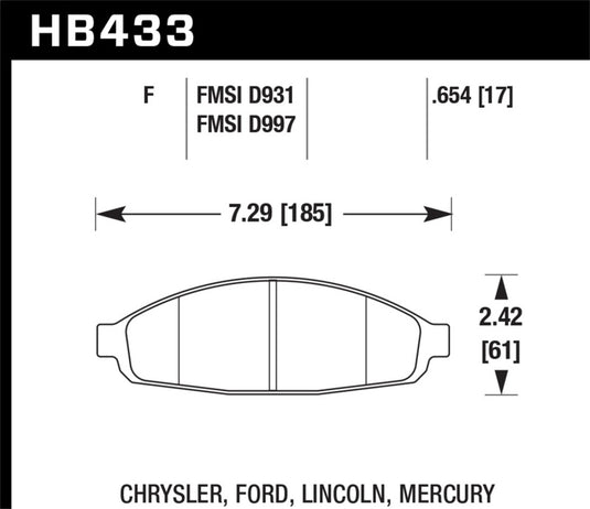 Hawk Performance HB433F.654 HAWK HPS Brake Pad Sets