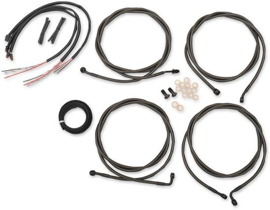 La Choppers LA-8054KT2-08M Complete Handlebar Cable/Brake & Clutch Line/Wire Kit - Black Vinyl/Stainless