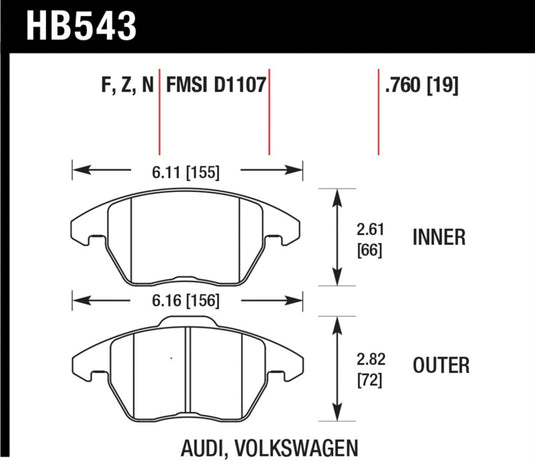 Hawk Performance HB543G.760 HAWK DTC-60 Brake Pad Sets