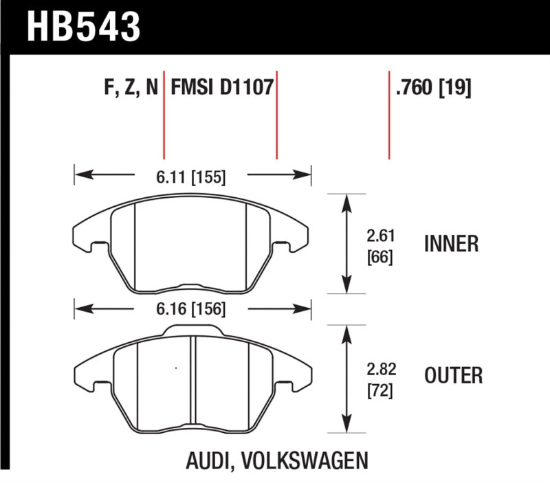 Load image into Gallery viewer, Hawk Performance HB543N.760 HAWK HP+ Brake Pad Sets
