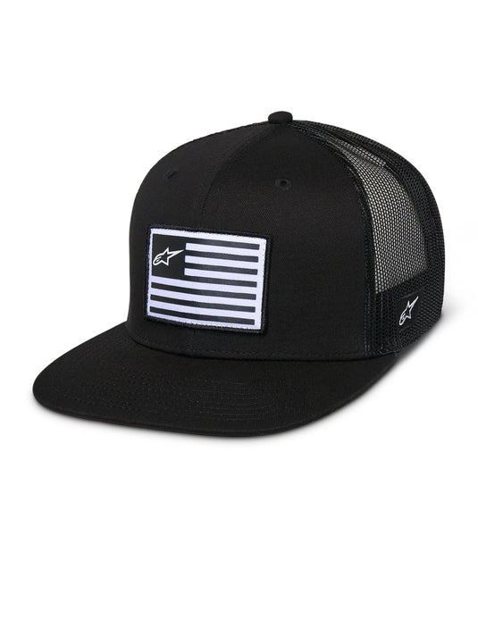 Alpinestars Flag Flat Trucker Hat (One Size Fits Most, Black)