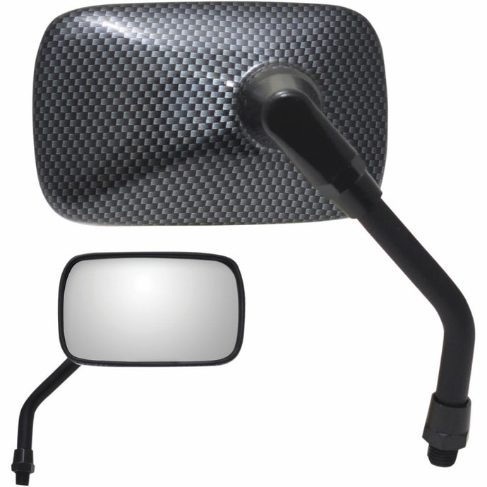 Parts Unlimited 0640-0955 Mini Rectangular Mirror - Universal - Carbon