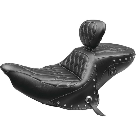 Mustang 79664WT 1-Piece Seat with Backrest - Black/White