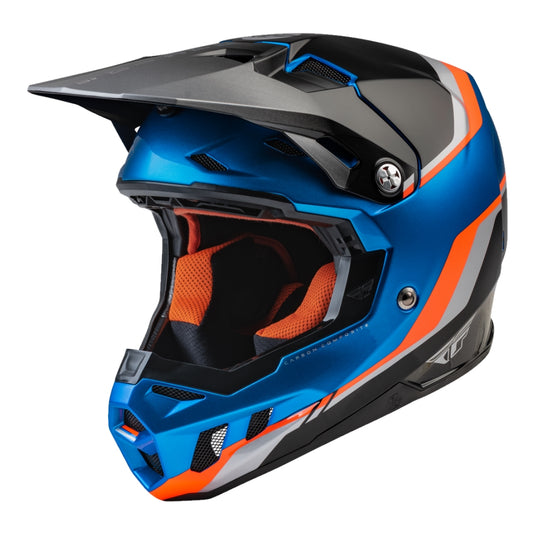 Fly Racing Visors for Formula CC Helmets - XL/2XL - Driver Blue/Orange/Black