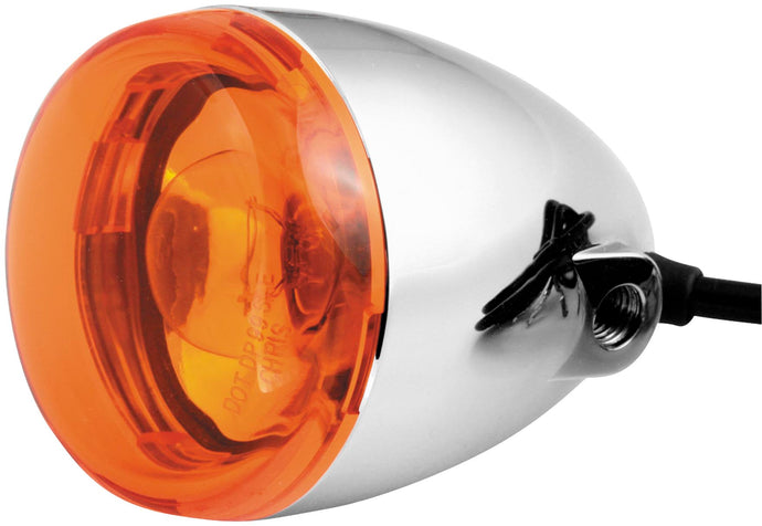 Chris Products 8500A Duece-Style Turn Signal Lamps - Front - Dual Filament - Amber Lens - Chrome
