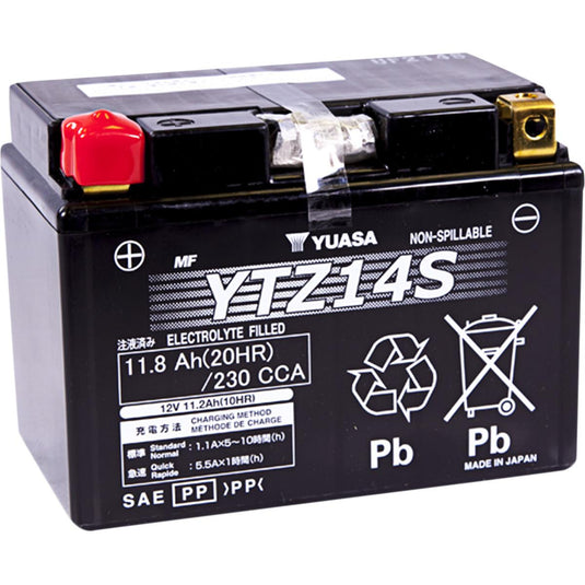 Yuasa YUAM72Z14 Factory Activated Maintenance Free Battery - YTZ14S