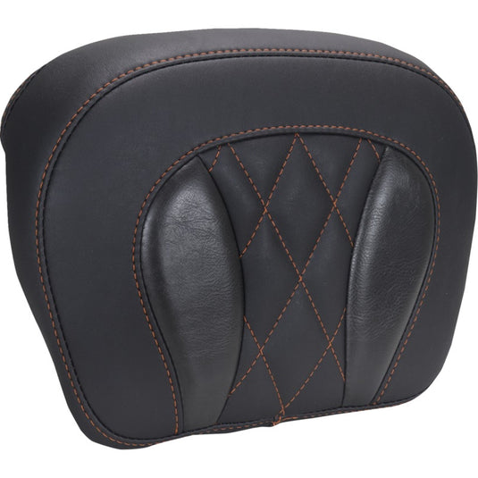 Mustang 88440MO Touring Deluxe Chopped Tour-Pak Pad - Black/Mandarin Orange Diamond Stitching