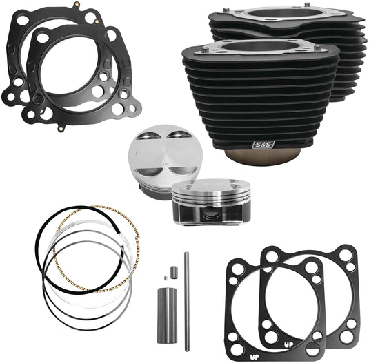 S&S Cycle 910-0685 M8 128in. Big Bore Kit - 4.250 Bore, 4.5 Stroke, Non-Highlighted Fins  - Black