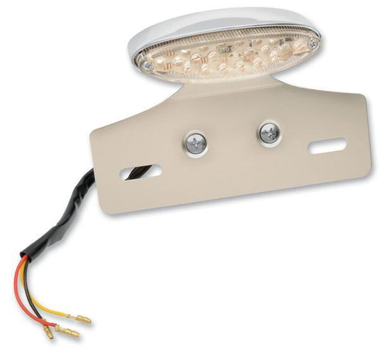 Drag Specialties 2010-0572 Mini LED Cat Eye Taillight with License Plate Mount - Clear Lens with Red LED