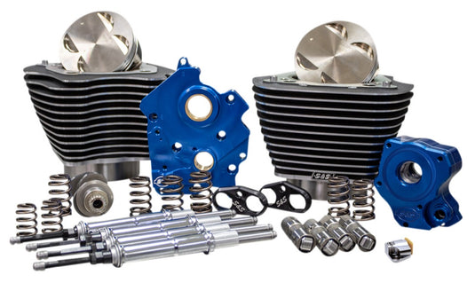 S&S Cycle 310-1052B 124in. Power Package - Chain Cam, Oil Cooled, Chrome Pushrods, Wrinkle Black w/ Highlighted Fins