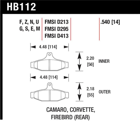 Hawk Performance HB112F.540 HAWK HPS Brake Pad Sets