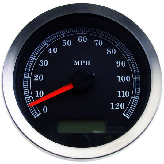Drag Specialties 2210-0458 4in. Programmable Electronic Speedometer - 120 mph - Black Face