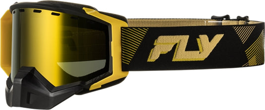 Fly Racing Zone Elite Snow Goggles (One Size Fits Most, Black/Gold / Gold Mirror/Polarized Yellow Lens)
