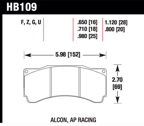 Hawk Performance HB109G.980 HAWK DTC-60 Brake Pad Sets