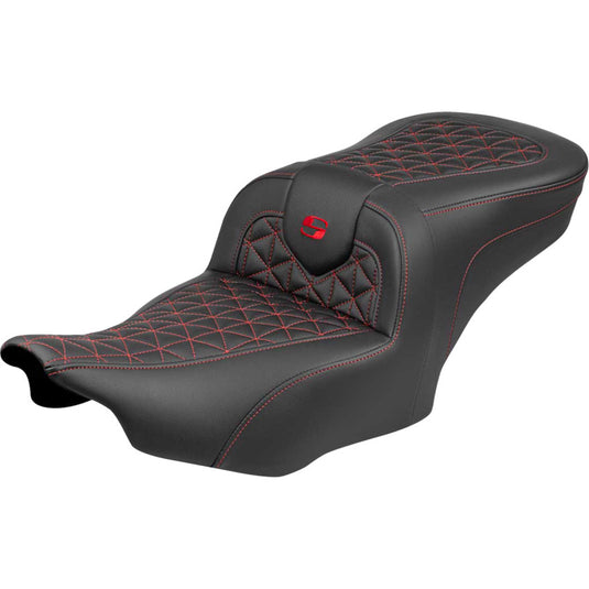 Saddlemen 823-07-21004 Roadsofa Tri-Gripper Seat without Drivers Backrest - Red Stitching