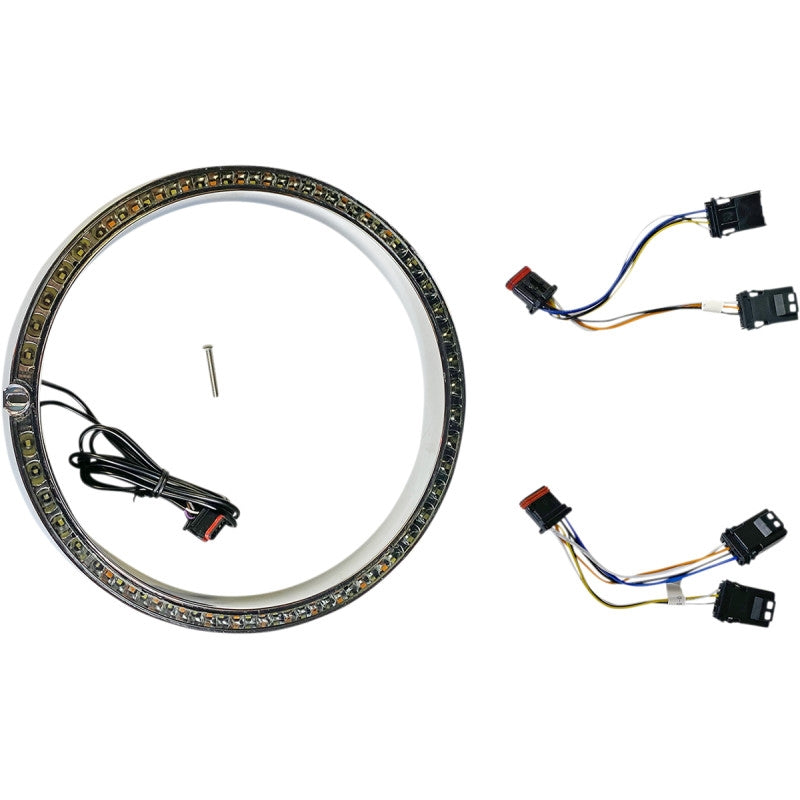 Custom Dynamics PB-7TR-AW-1C Probeam Amber/White Headlamp Trim Ring with Standard Turn Signal - Chrome