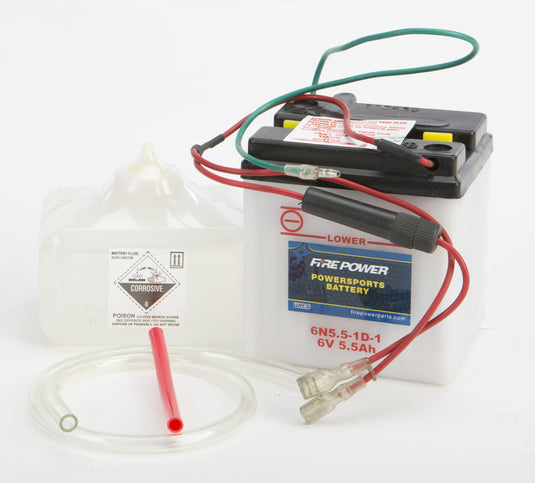 Fire Power 6N5.5-1D-1 Conventional 6V Standard Battery with Acid Pack