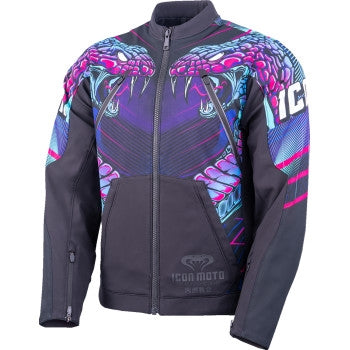 Icon Synthwave Merc3 Lazer Cobra Jacket (Large, Black)