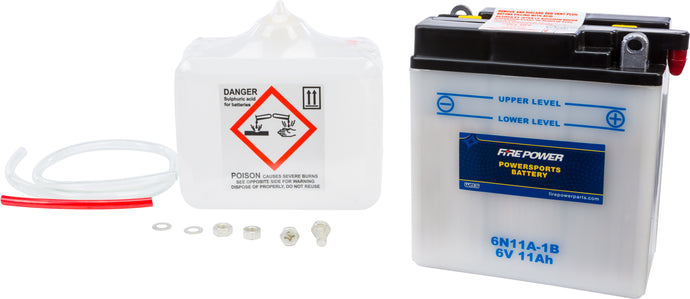 Fire Power 6N11A-1B Conventional 6V Standard Battery with Acid Pack