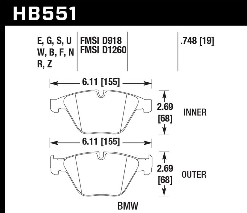 Load image into Gallery viewer, Hawk Performance HB551Z.748 HAWK Ceramic Brake Pad Sets
