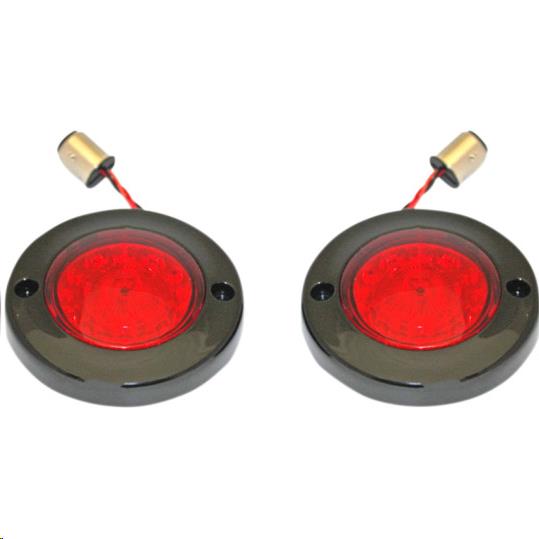 Custom Dynamics PB-FB-R-1156BR Probeam Flat Bezel LED Turn Signal Inserts for Models with 1156 Contact Bases - Black/Red Lens
