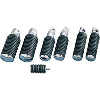 Drag Specialties DS-253404 Chrome Footpegs with Rubber Sleeves - 4in. with Large Female Mounts