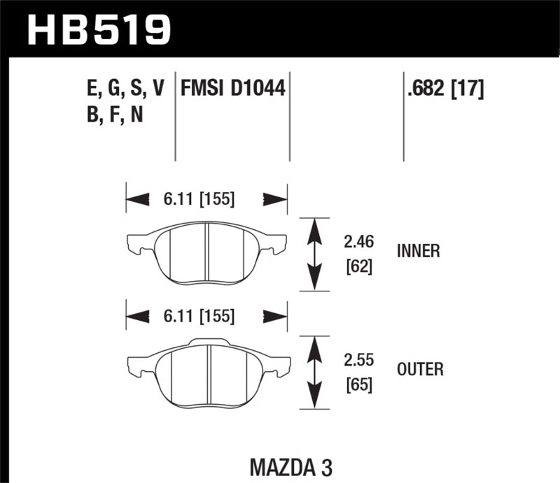 Load image into Gallery viewer, Hawk Performance HB519N.682 HAWK HP+ Brake Pad Sets
