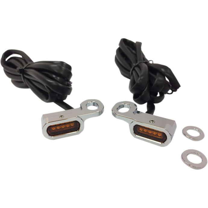 Drag Specialties 2040-2128 LED Handlebar Marker Lights - Chrome/Amber Lens