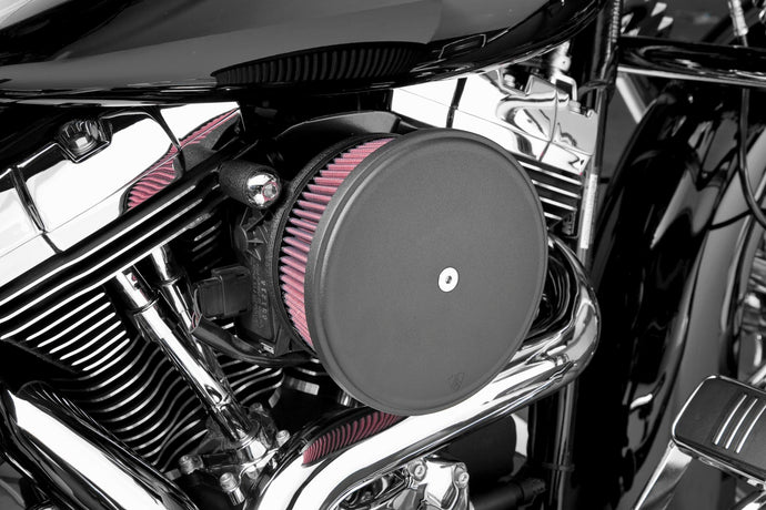 Arlen Ness 18-820 Billet Sucker Stage II Air Filter Kit with Steel Cover - Smooth Black - Red Filter