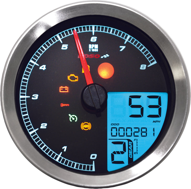 Load image into Gallery viewer, Koso North America BA051201 LCD Color Change Speedo And Tachometer - Silver Bezel
