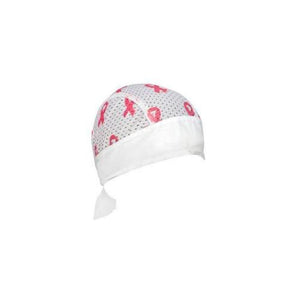 Zan Headgear Vented Sport Flydanna Breast Cancer Pink Ribbon/White White