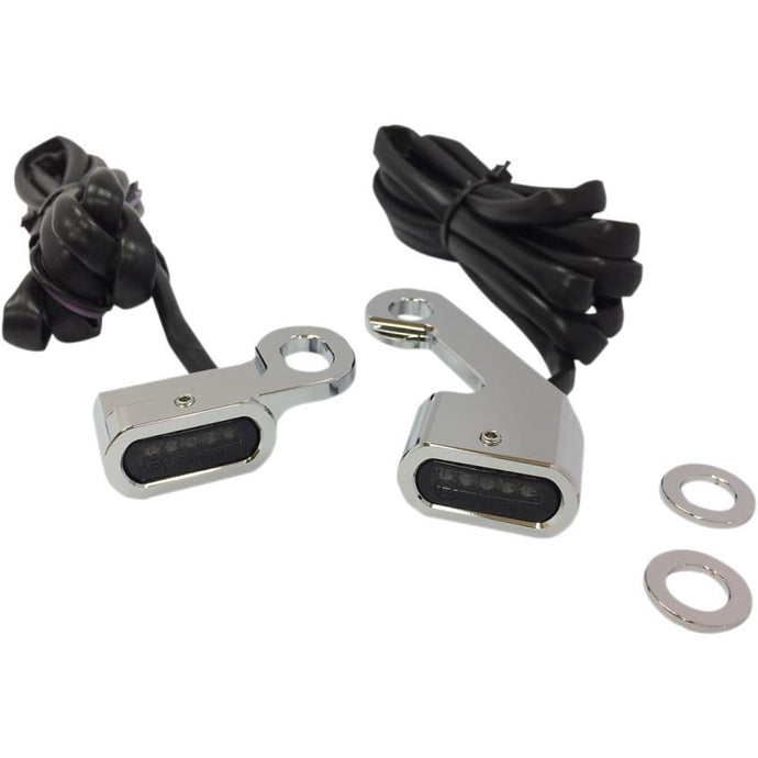 Drag Specialties 2040-2141 LED Handlebar Marker Lights - Chrome/Smoke Lens