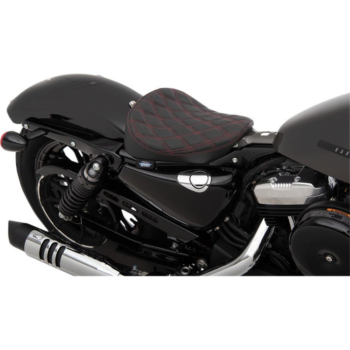 Drag Specialties 0804-0741 Bobber-Style Solo Seat - Double Diamond - Red Thread