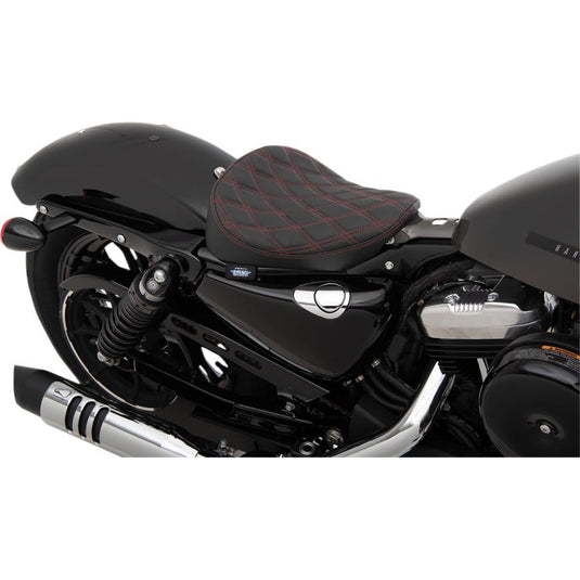 Drag Specialties 0804-0741 Bobber-Style Solo Seat - Double Diamond - Red Thread