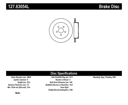 Stoptech 127.63054L ST Slot & Drill Brake Rotors