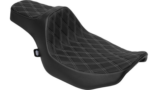 Drag Specialties 0801-2060 Extended Reach Predator III Seat - Double Diamond - Silver Thread