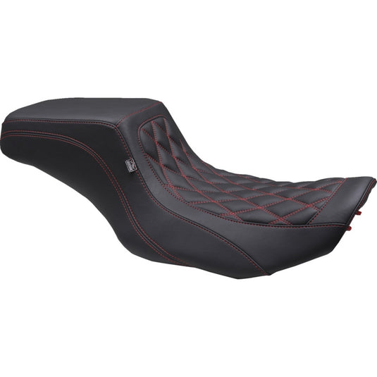 Mustang 88416DC Squareback One-Piece Seat - Double Diamond - Black/Cherry Stitching