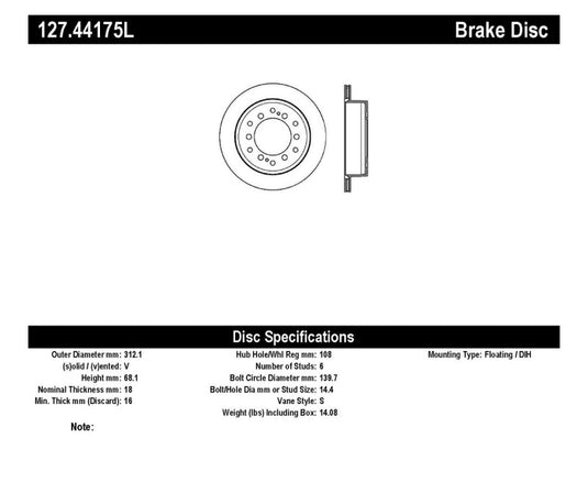 Stoptech 127.44175L ST Slot & Drill Brake Rotors