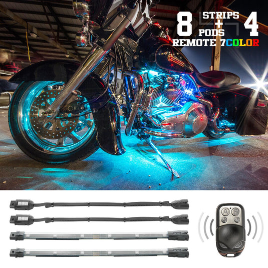 Xk Glow XK034016 Motorcycle LED Accent Light 7 Color Kit - 12 pc