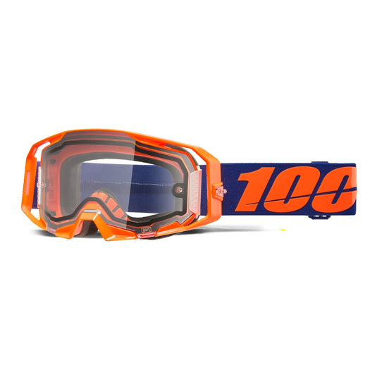100% Armatic Enduro Goggles (One Size Fits Most, Neon Orange / Clear Lens)